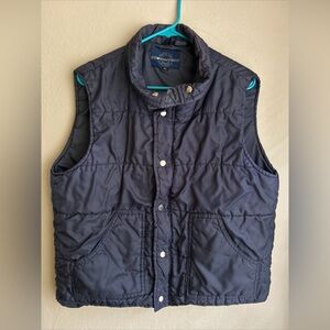 Vintage Weathercaster Men’s XL Navy‎ Blue Full Zip & Snap Button Puffer Best